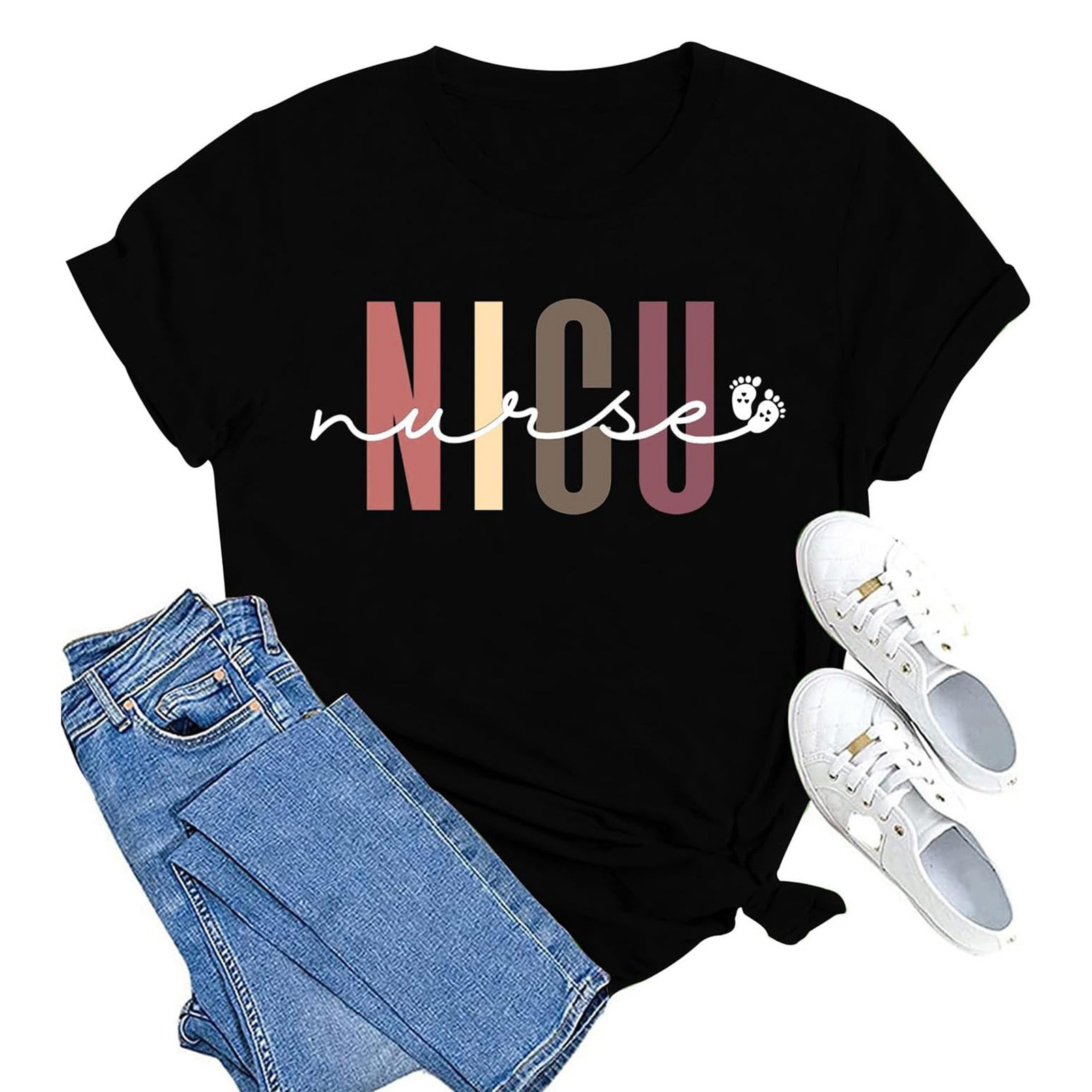 thumbnail image 4 of Blusa informal de manga corta y cuello redondo con estampado para mujer: diseño con letras, tejido de poliéster, ideal para vacaciones o fiestas. Tallas: S-XXL., 4 of 4